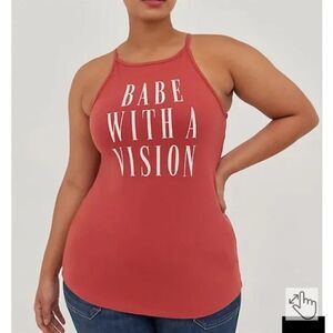 NWT TORRID Rust Red White Babe With A Vision High Neck Tank Top Size 1X
